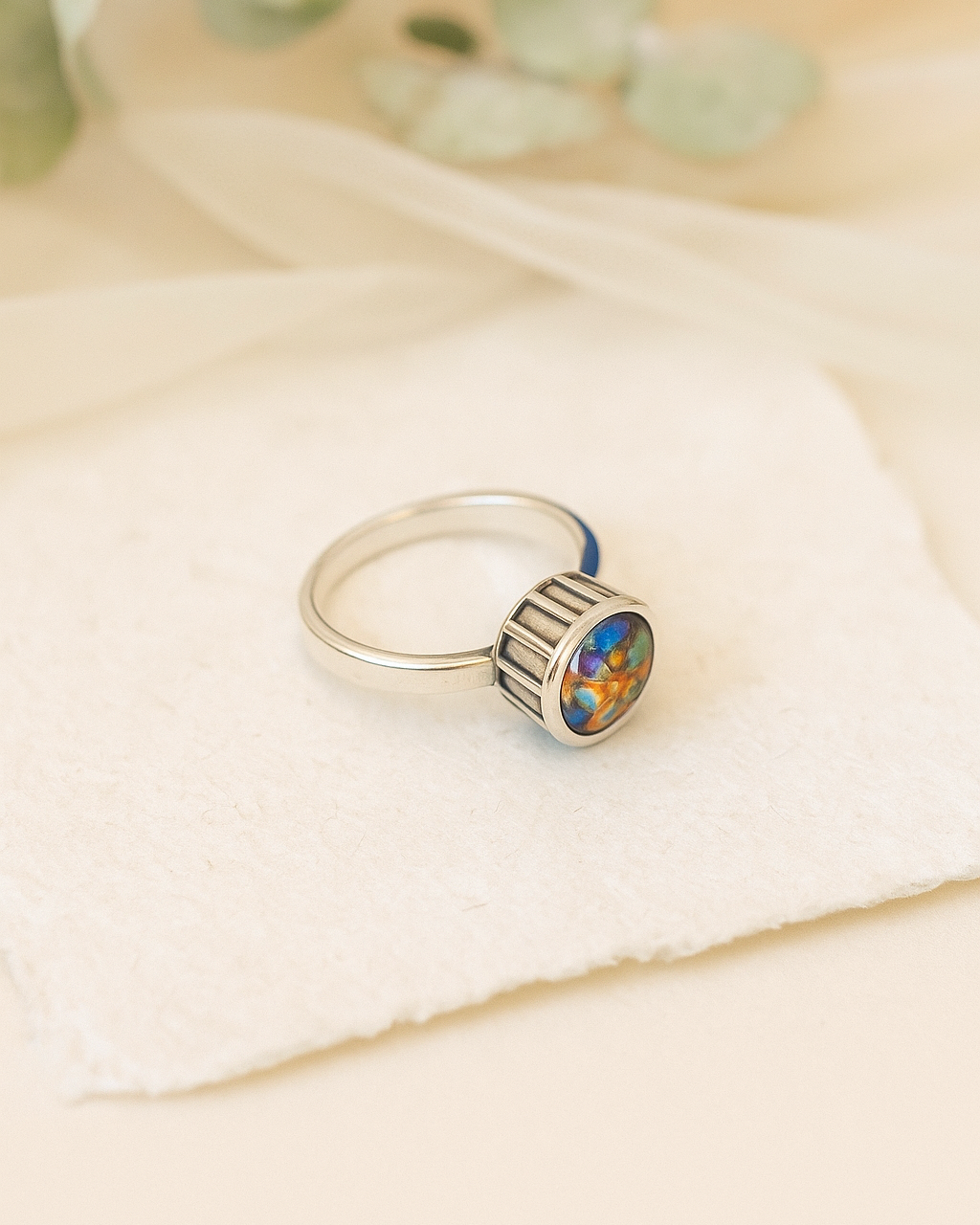 Spiny Oyster Turquoise Gemstone Sterling Silver Ring