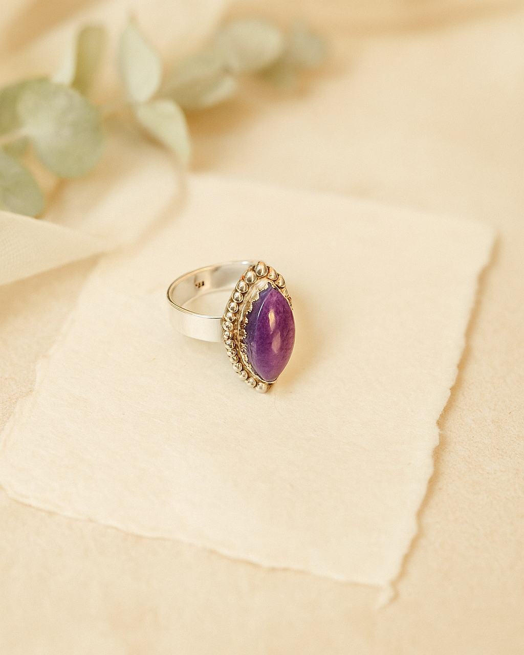 Siberian Charoite Gemstone Sterling Silver Ring