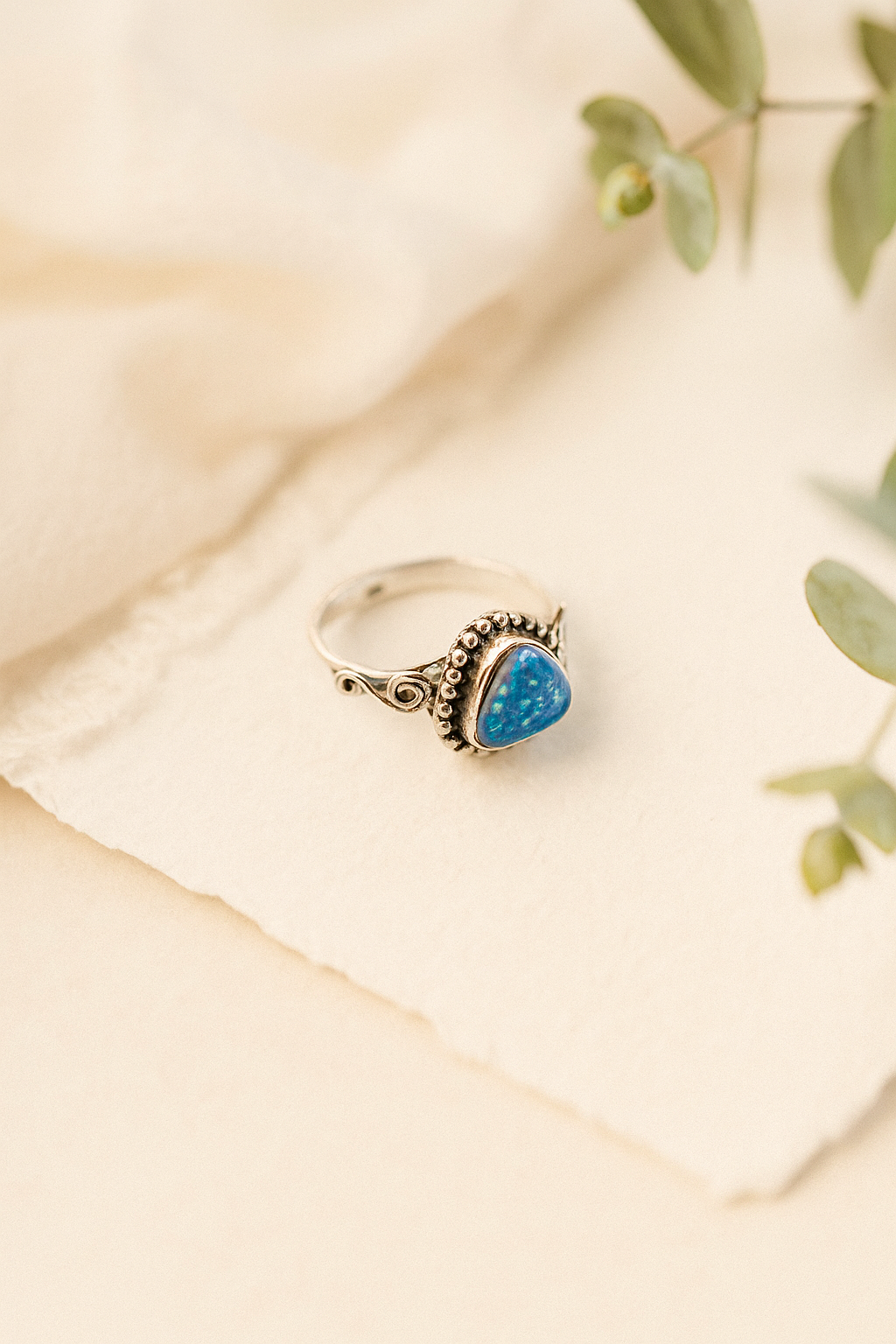 Australian Opal Gemstone Sterling Silver Ring