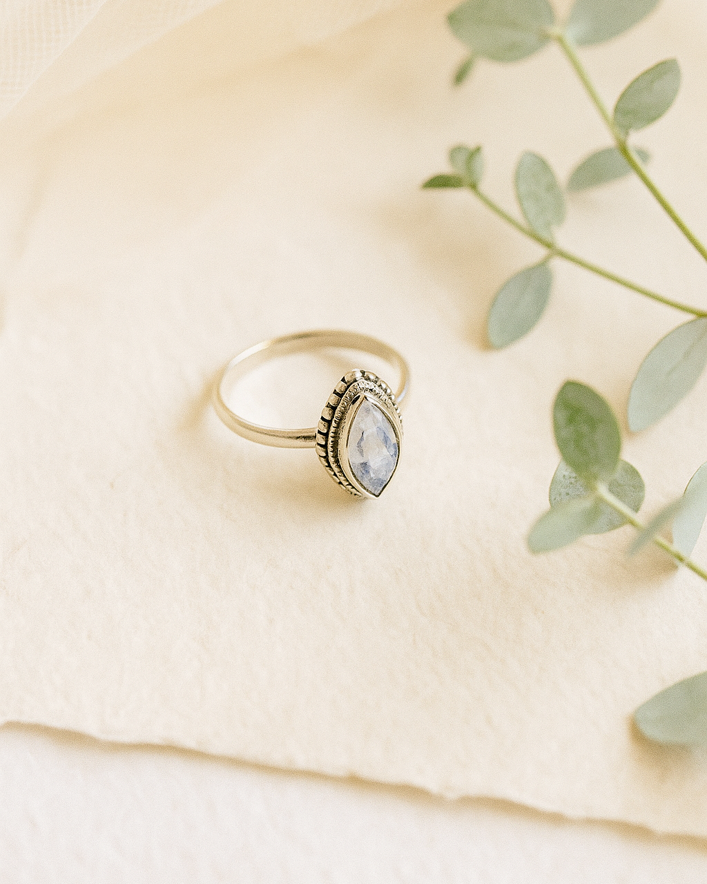 Rainbow Moonstone Gemstone Sterling Silver Ring