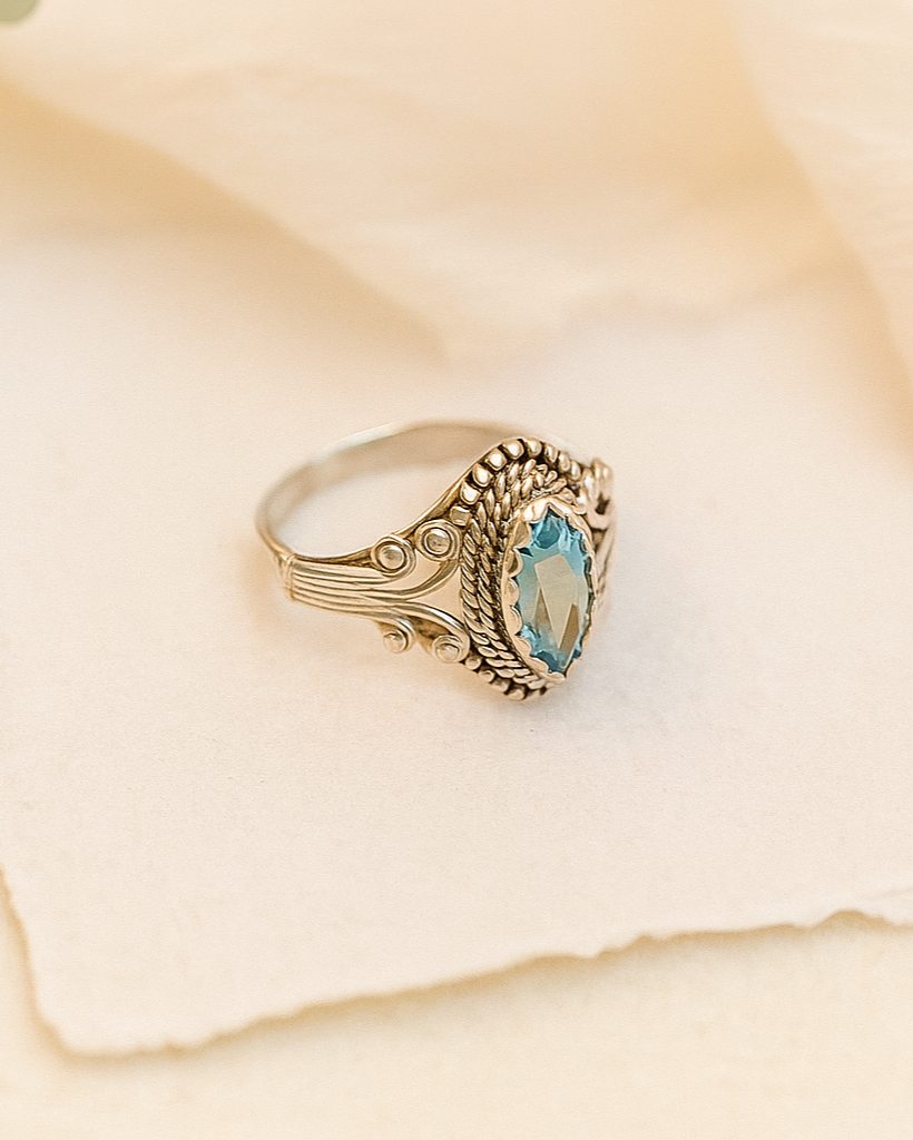 Blue Topaz Gemstone Sterling Silver Ring