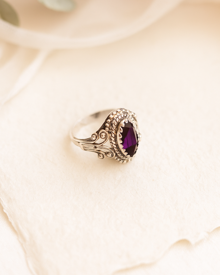 Amethyst Gemstone Sterling Silver Ring