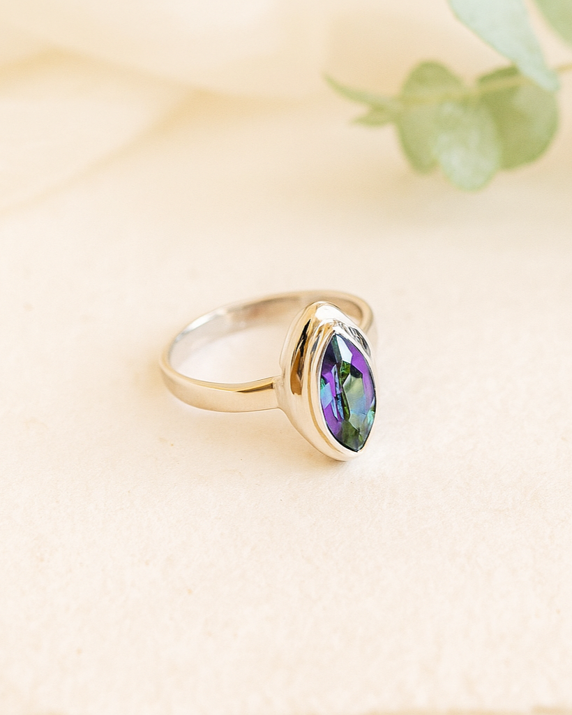 Mystic Quartz Gemstone Sterling Silver Ring