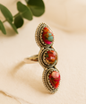 Pink Dahlia Turquoise Gemstone Sterling Silver Ring