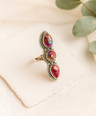 Pink Dahlia Turquoise Gemstone Sterling Silver Ring