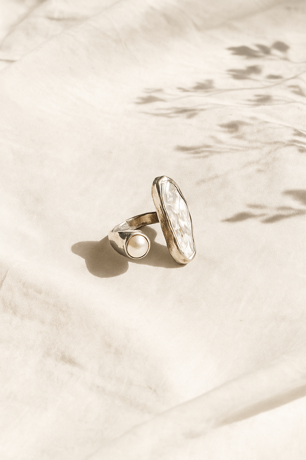 Mother of Pearl Gemstone Sterling Silver Ring