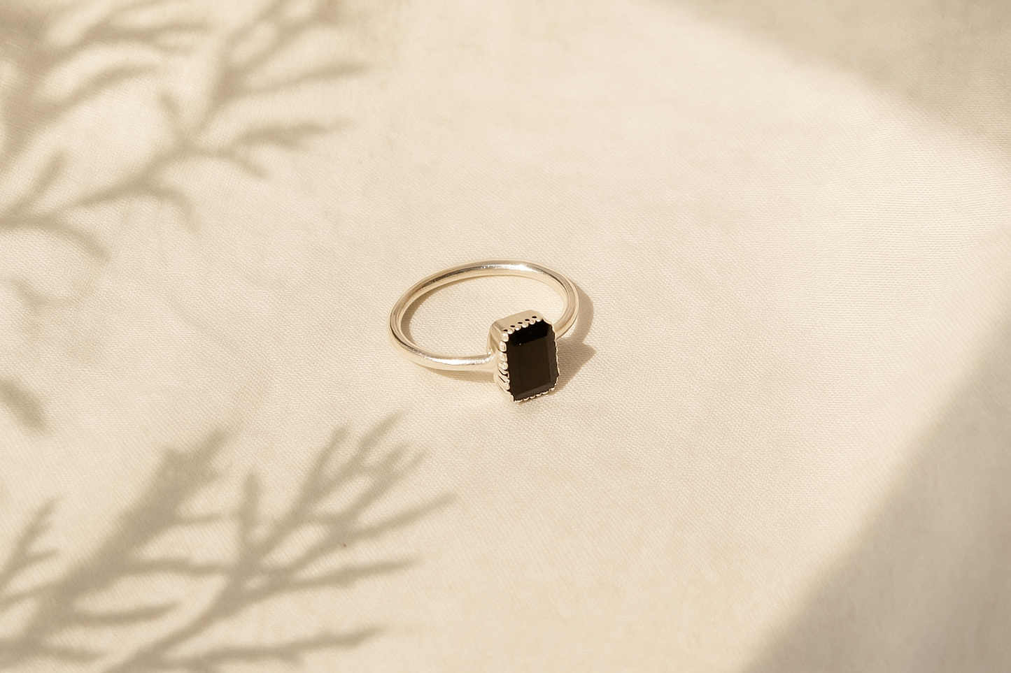 Black Onyx Gemstone Sterling Silver Ring