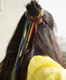 Yellow green red hair strings