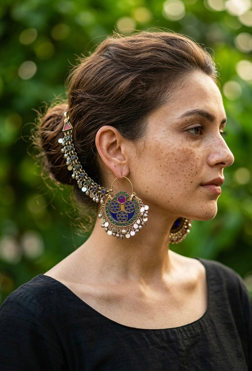 Shaan Vintage Earrings with Earchain