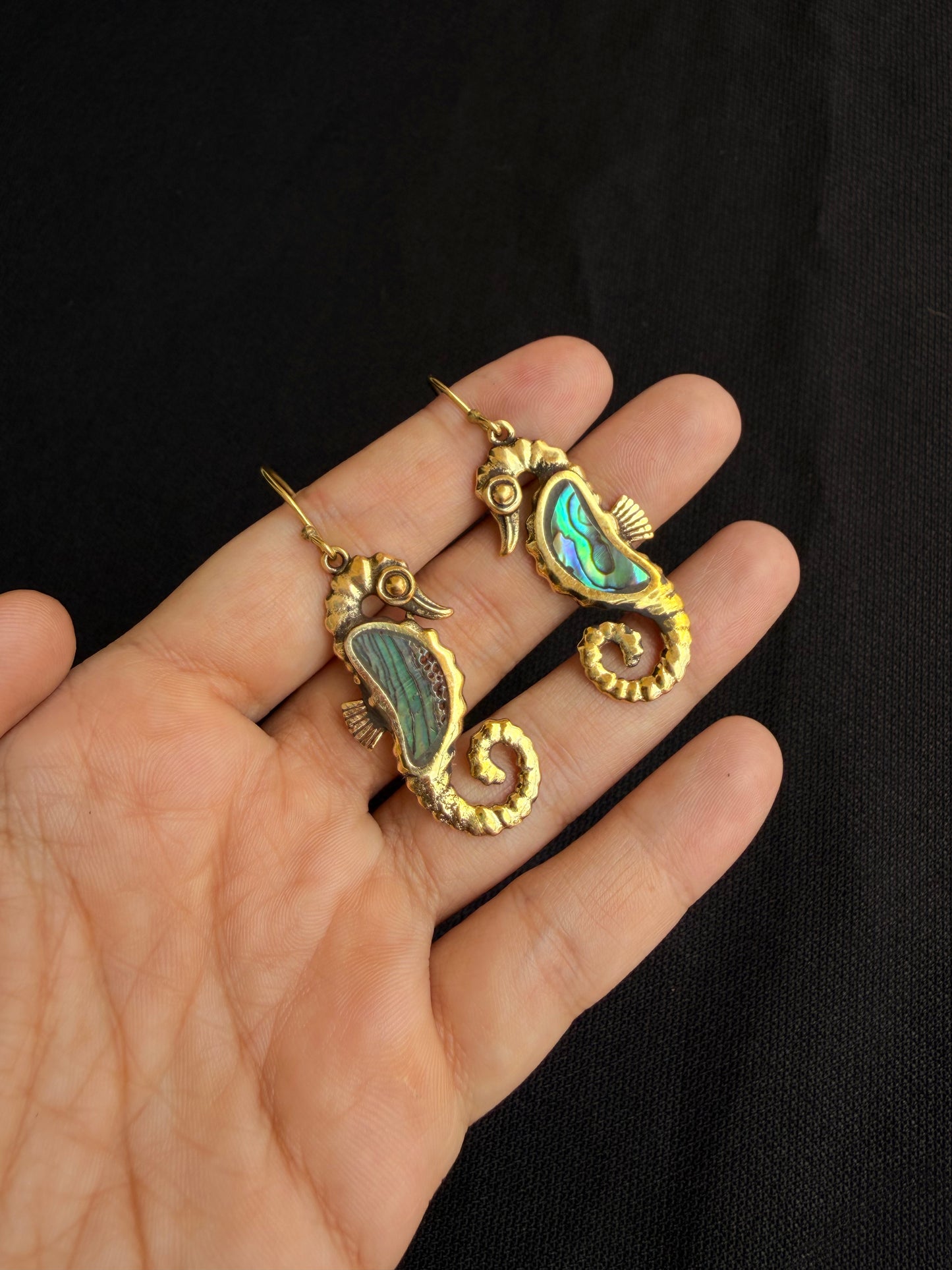 Seahorse Brass Earrings