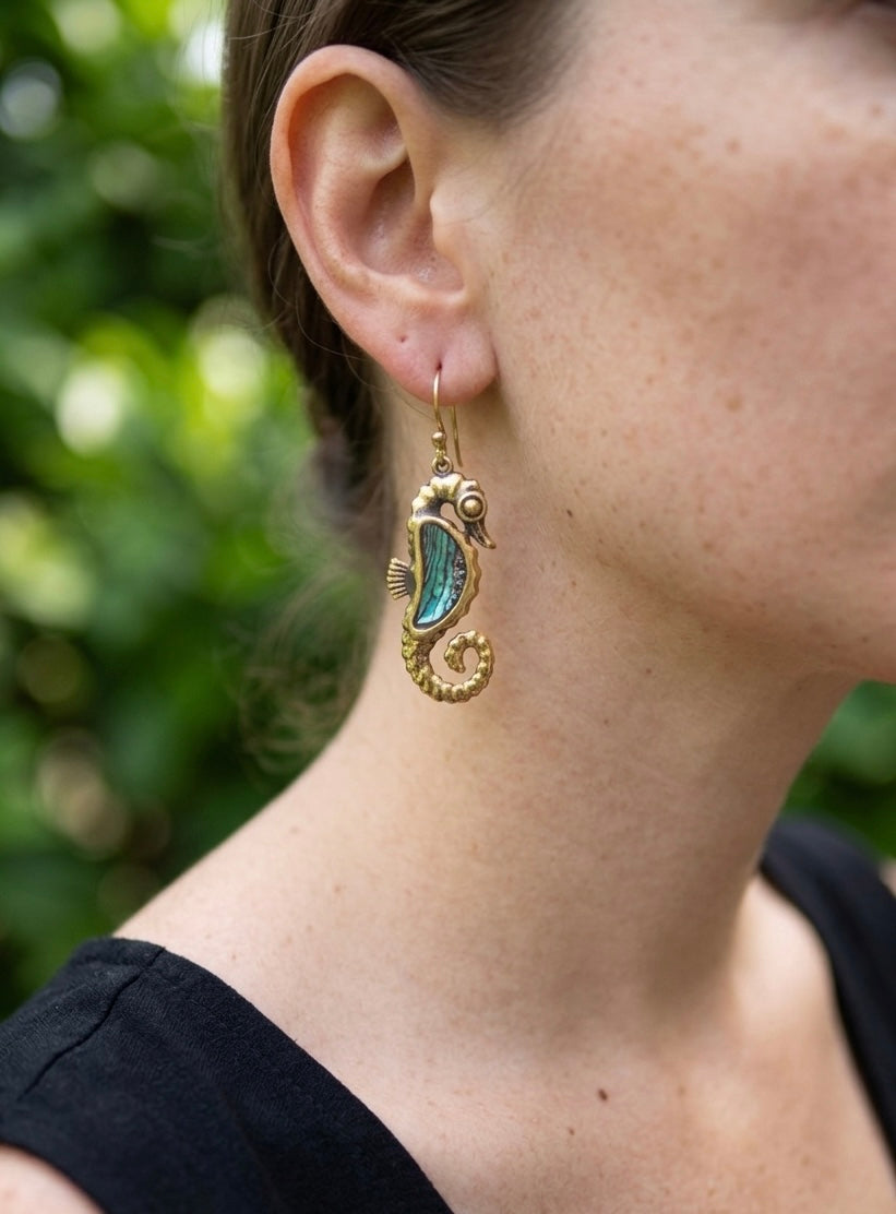 Seahorse Brass Earrings