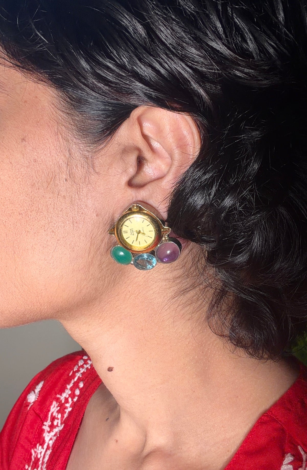Aqua Clock Earrings