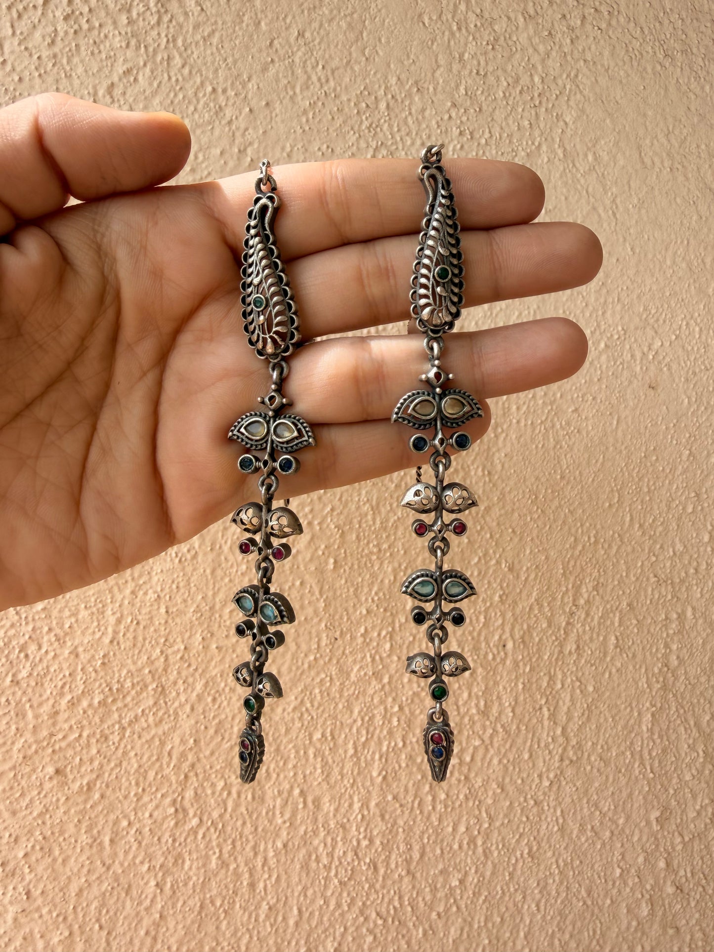 Hina Oxidised Earrings with Earchain