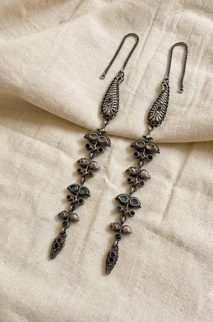 Hina Oxidised Earrings with Earchain