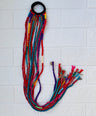 Red blue pink hair strings