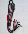 White green red hair strings