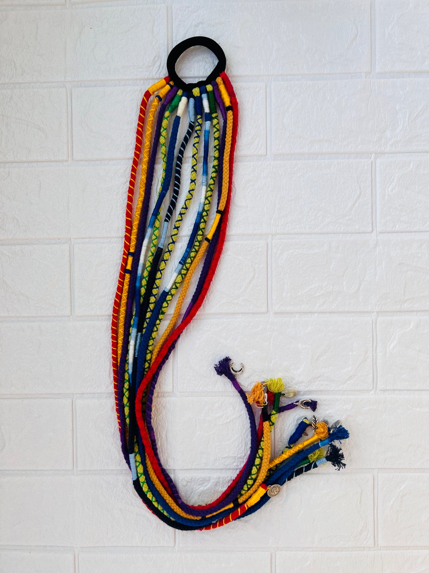 Yellow green red hair strings