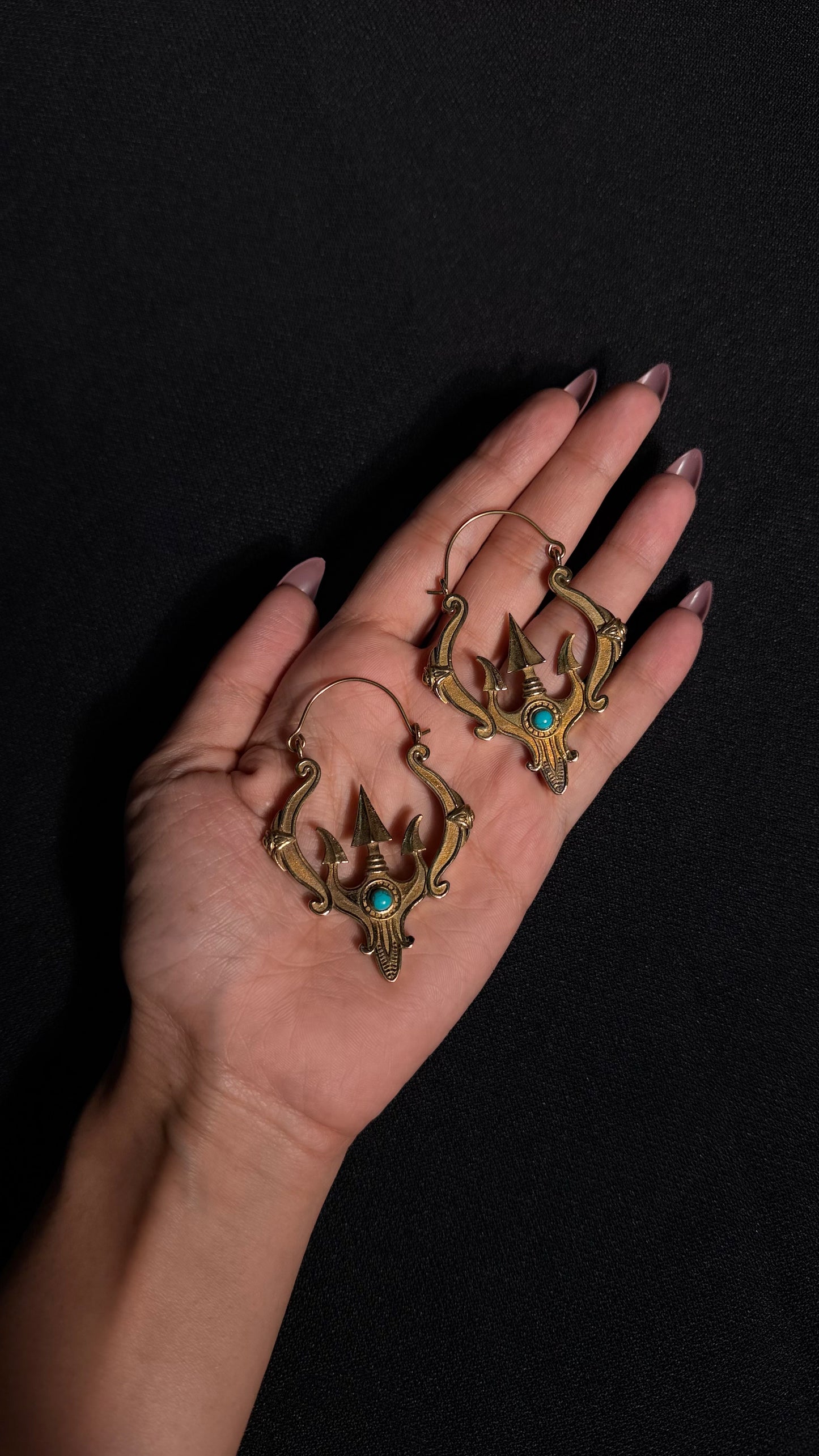 Trishool Brass Earrings
