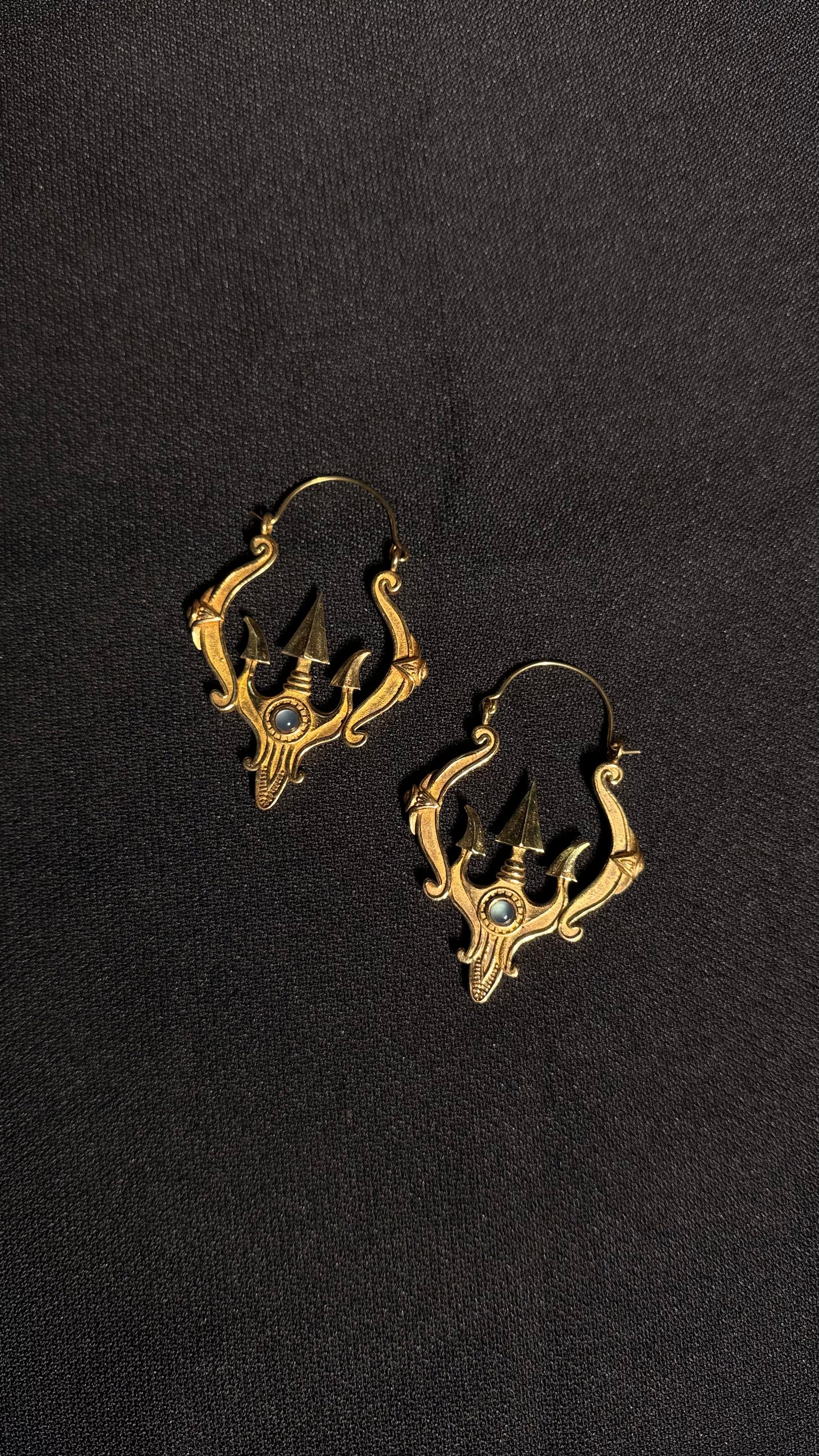 Trishool Brass Earrings