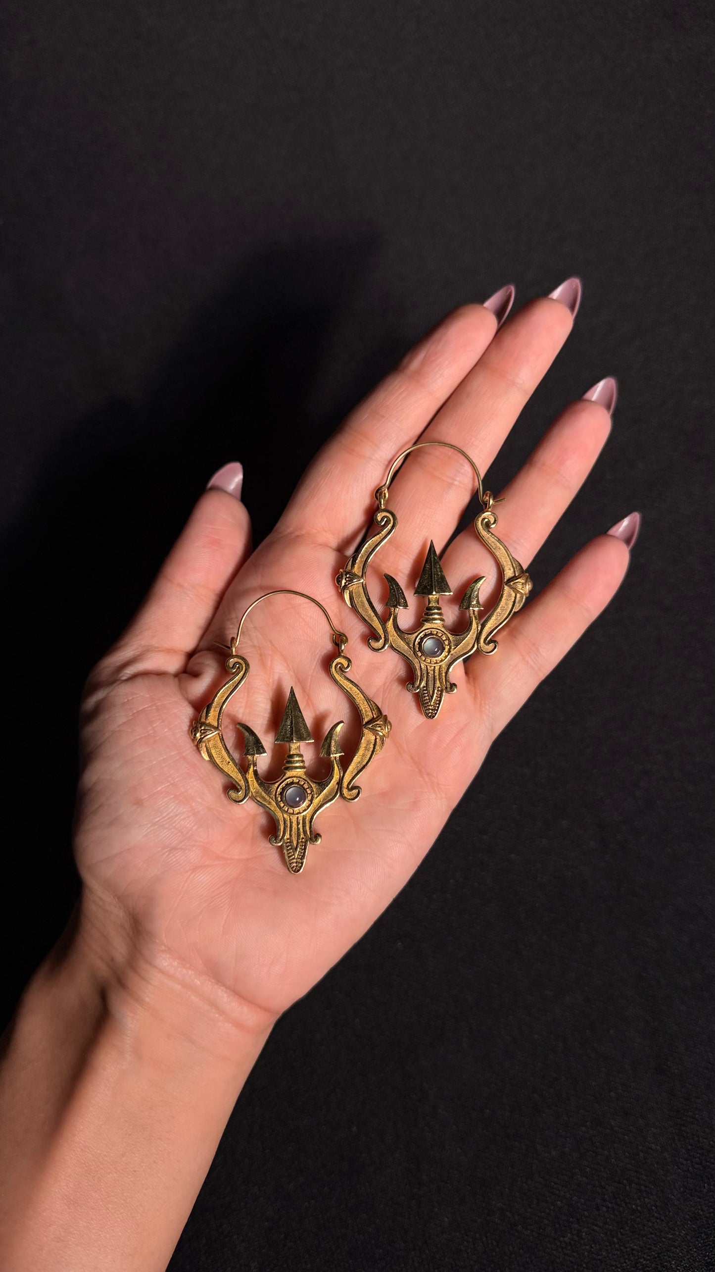 Trishool Brass Earrings