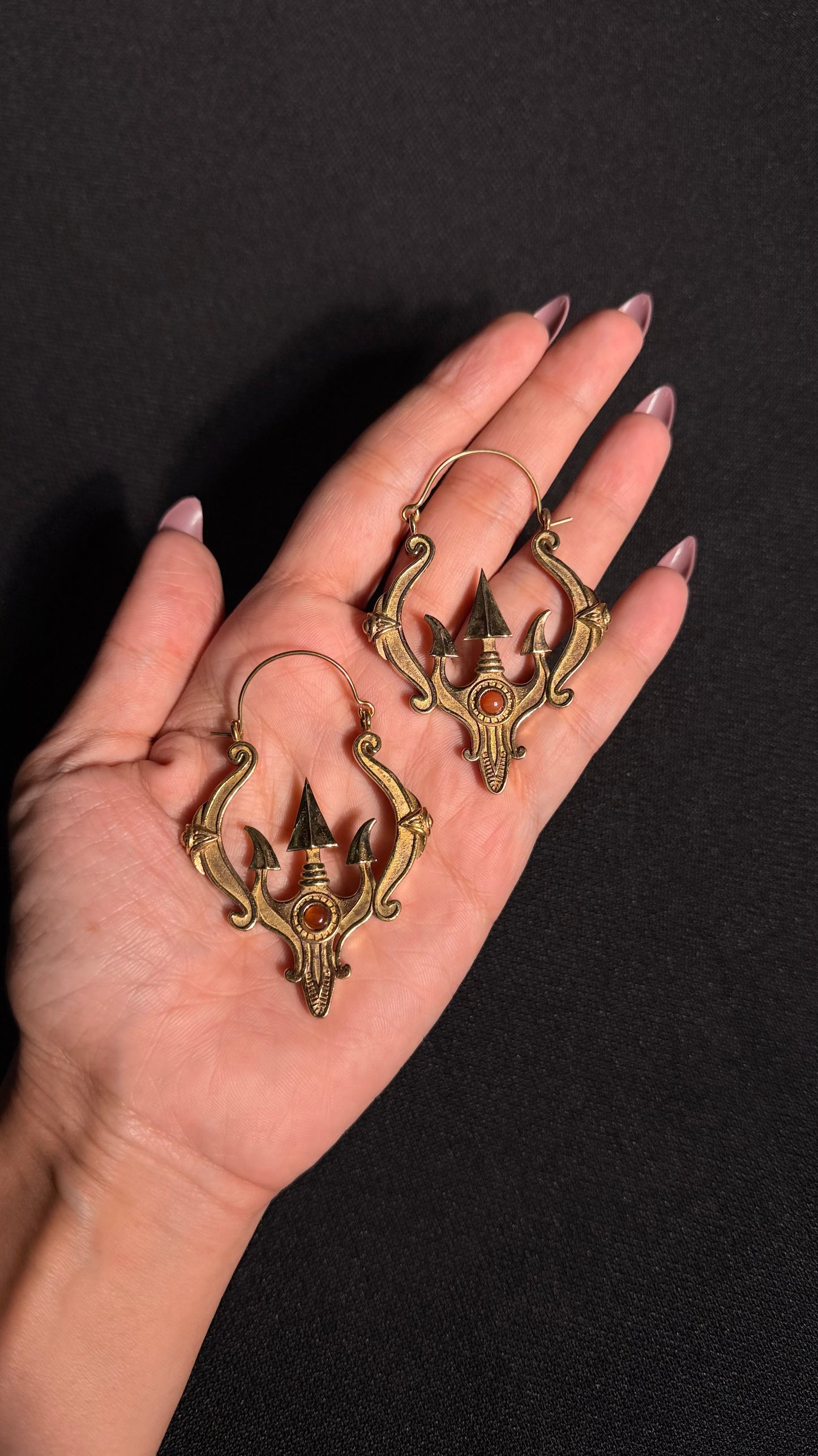 Trishool Brass Earrings