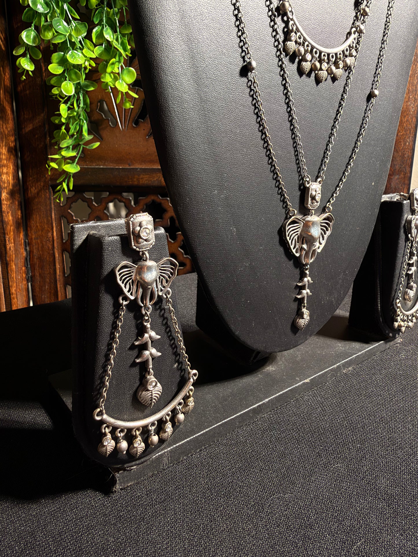 Leya Oxidised Necklace Set with Earrings