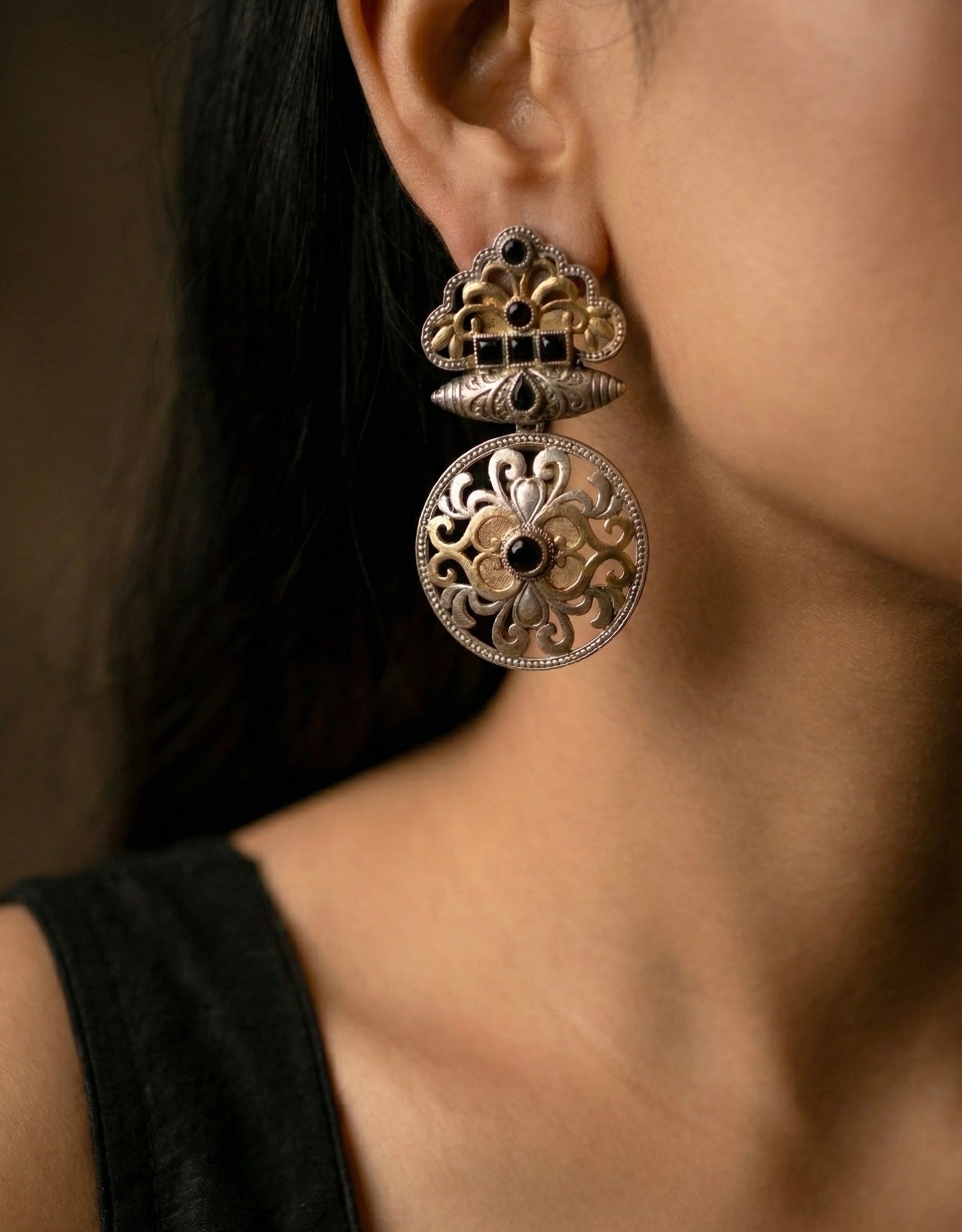 Diya Oxidised Earrings