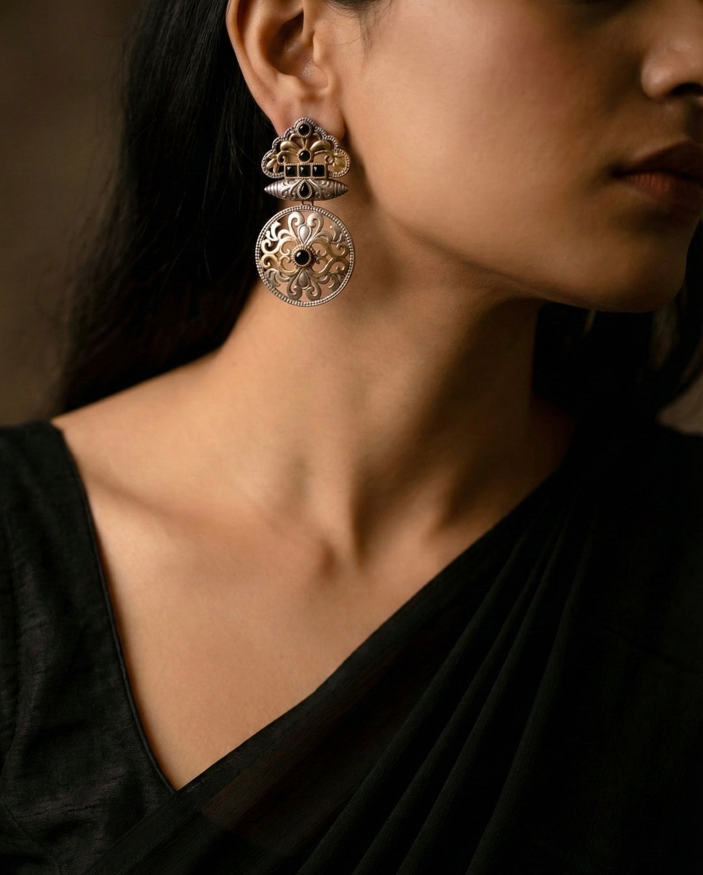 Diya Oxidised Earrings