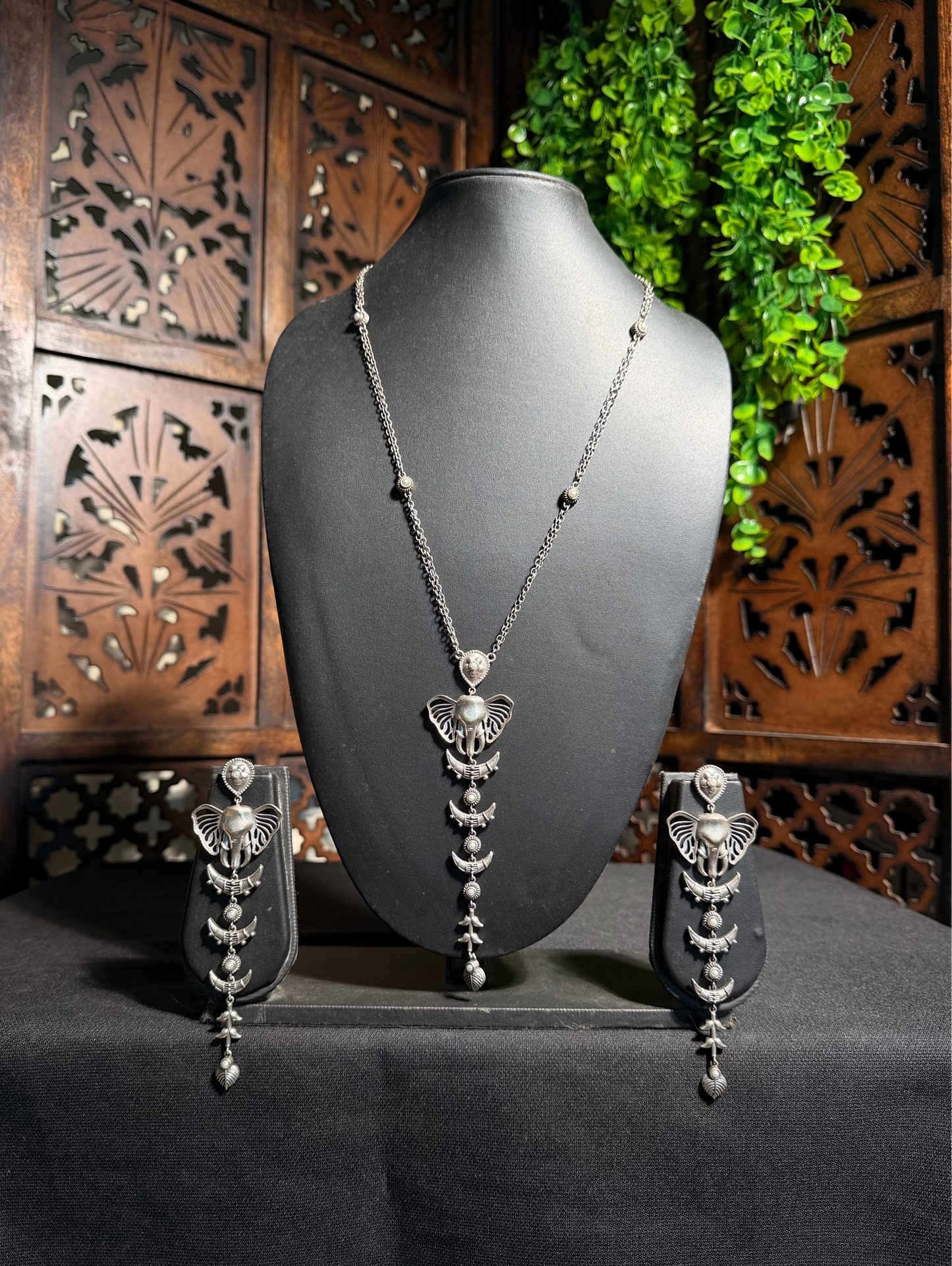 Abhey Oxidised Necklace Set with Earrings