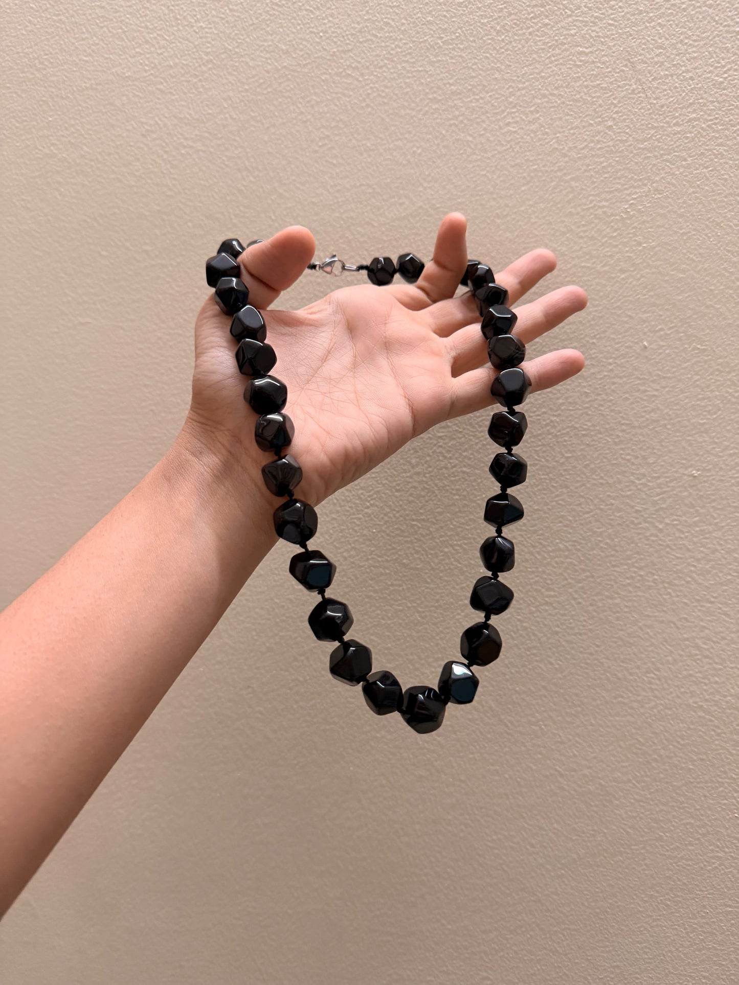 Black obsidian Beaded Necklace
