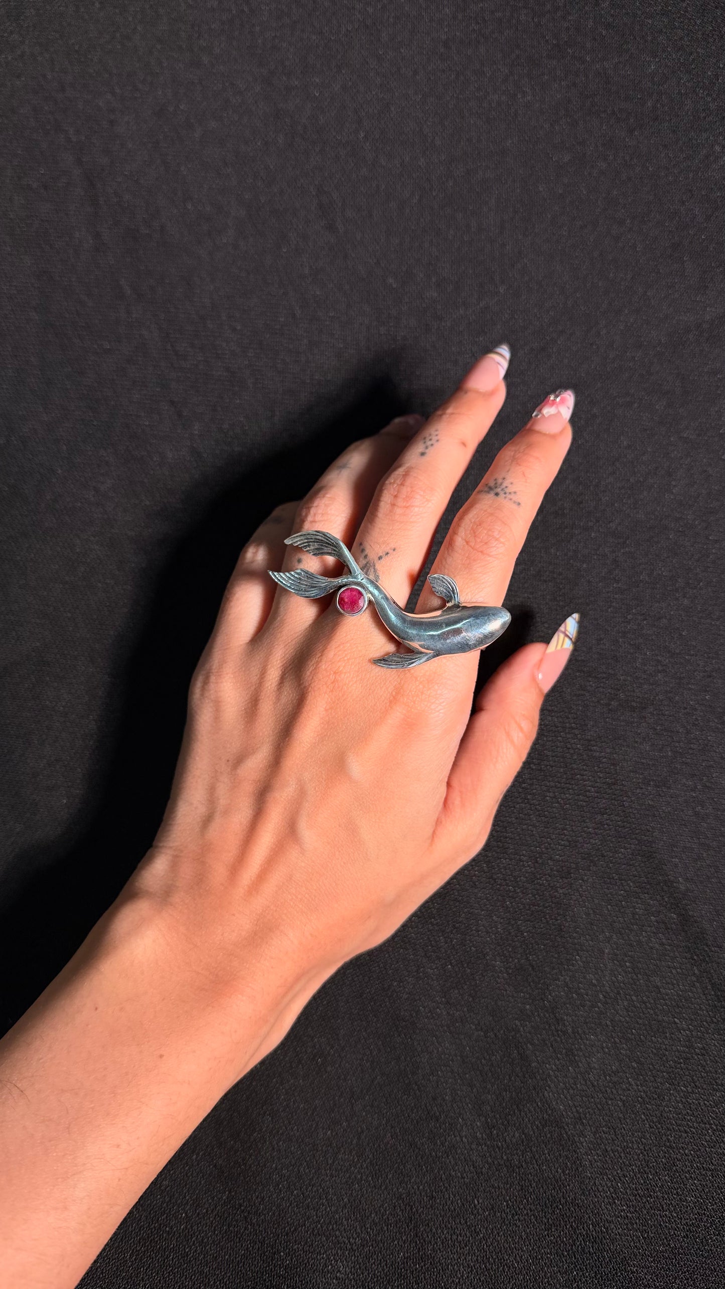 Koi Fish Brass Ring in Silver