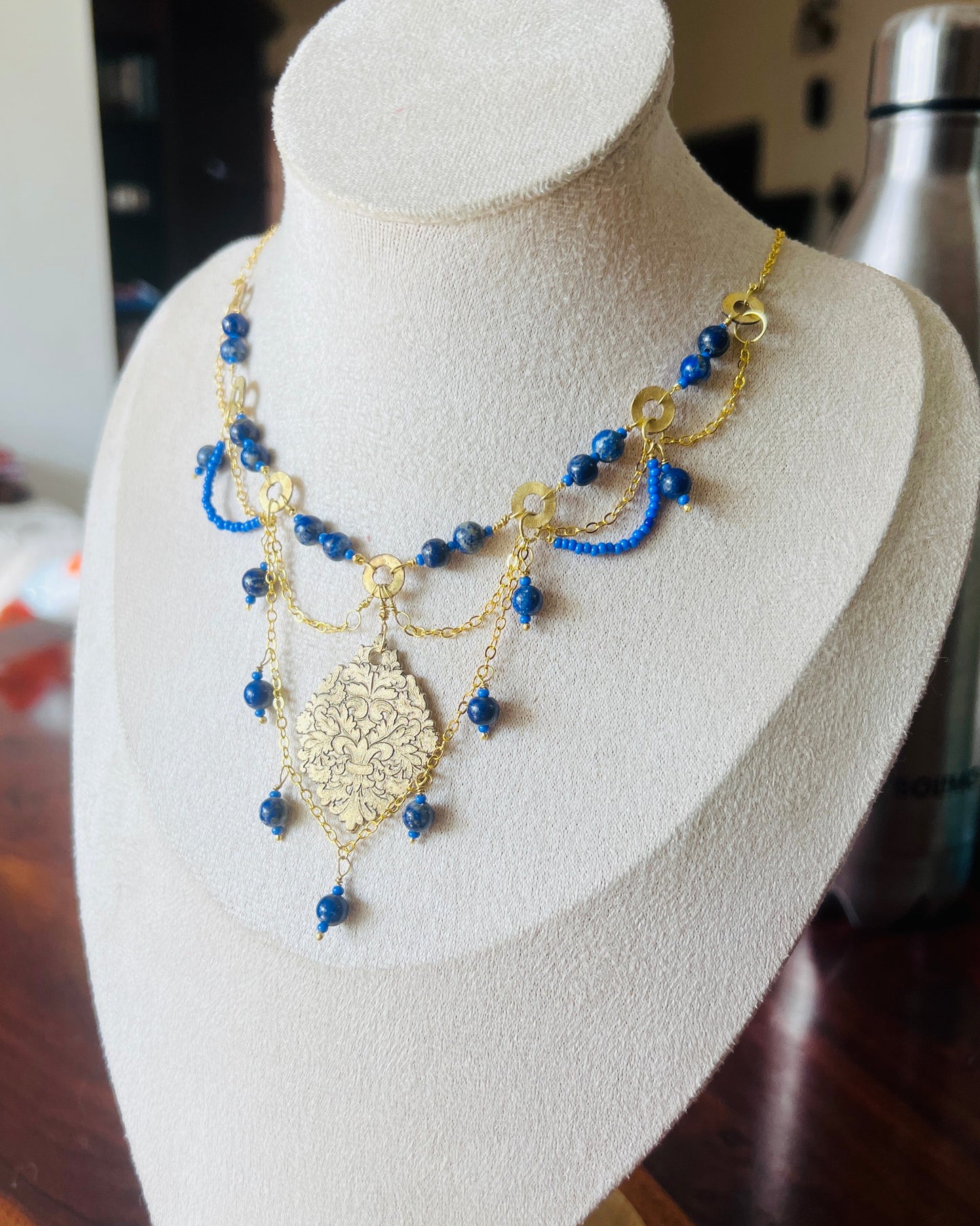 Lapis Brass Necklace