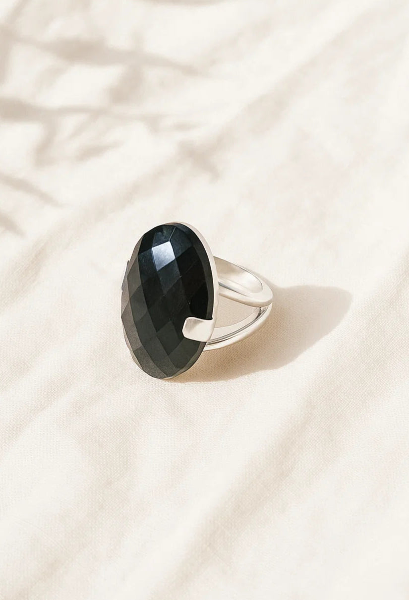 Black Onyx Statement Gemstone Sterling Silver Ring