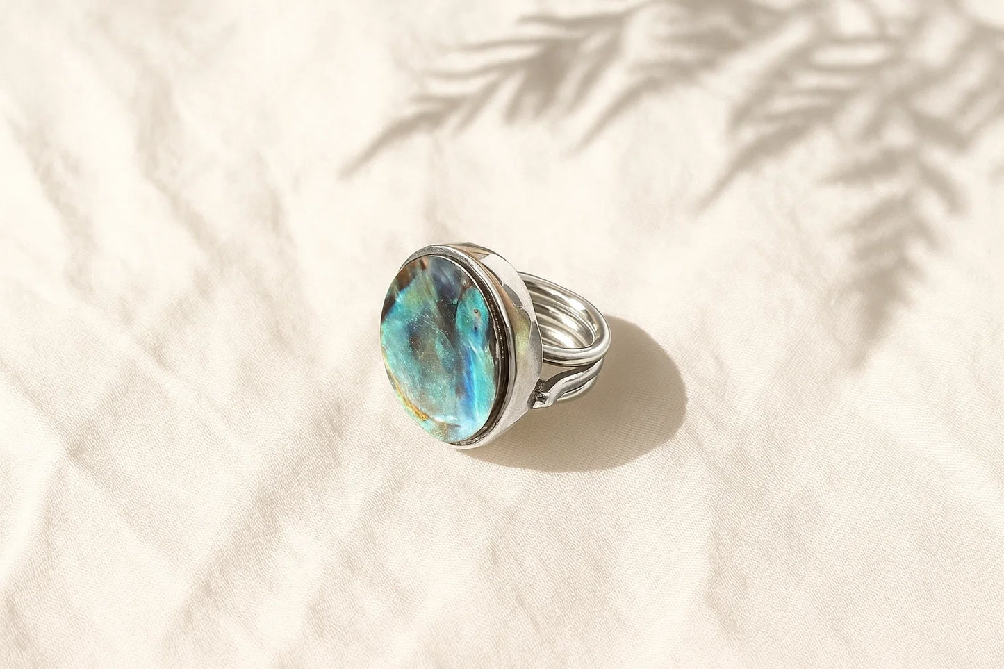 Mother of Pearl Gemstone Sterling Silver Ring