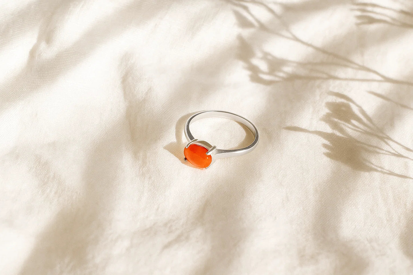 Coral Gemstone Sterling Silver Ring
