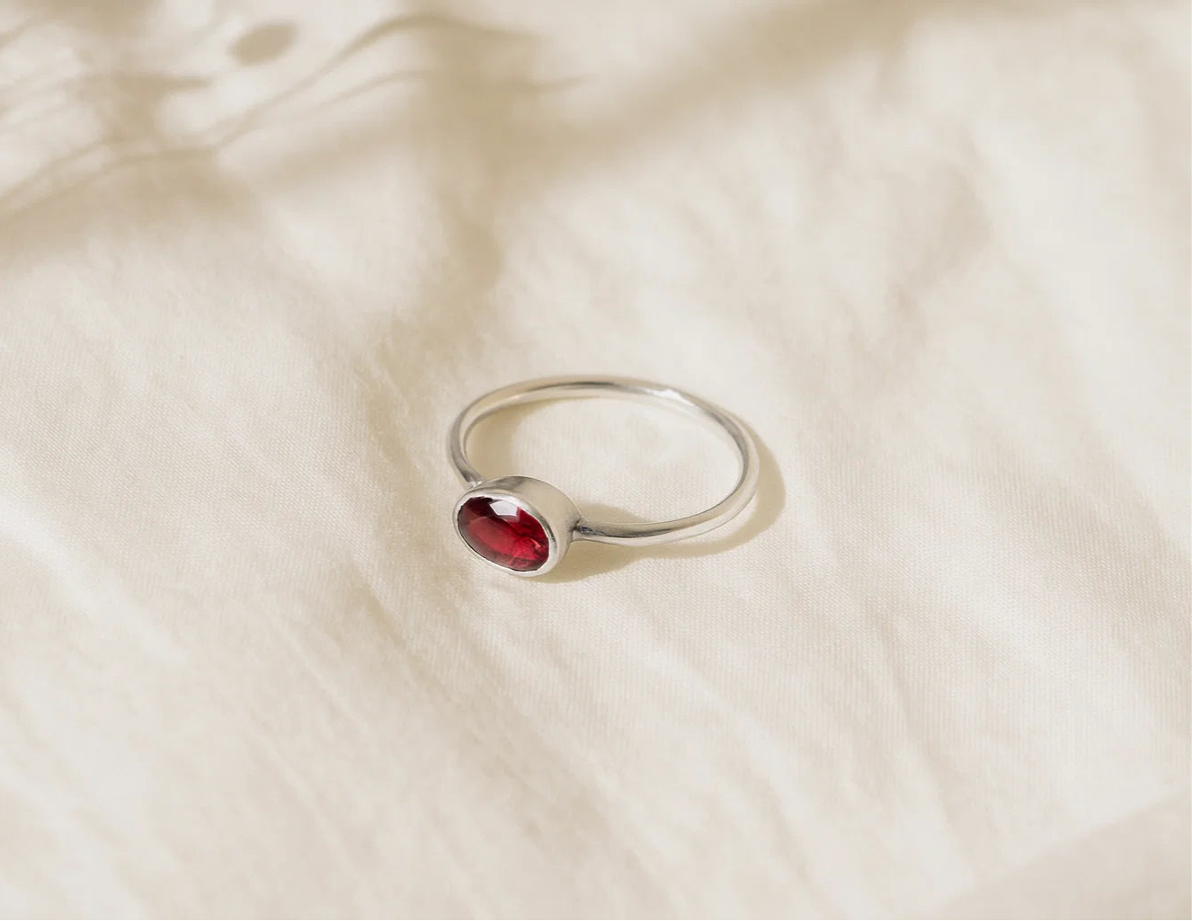 Garnet Gemstone Sterling Silver Ring
