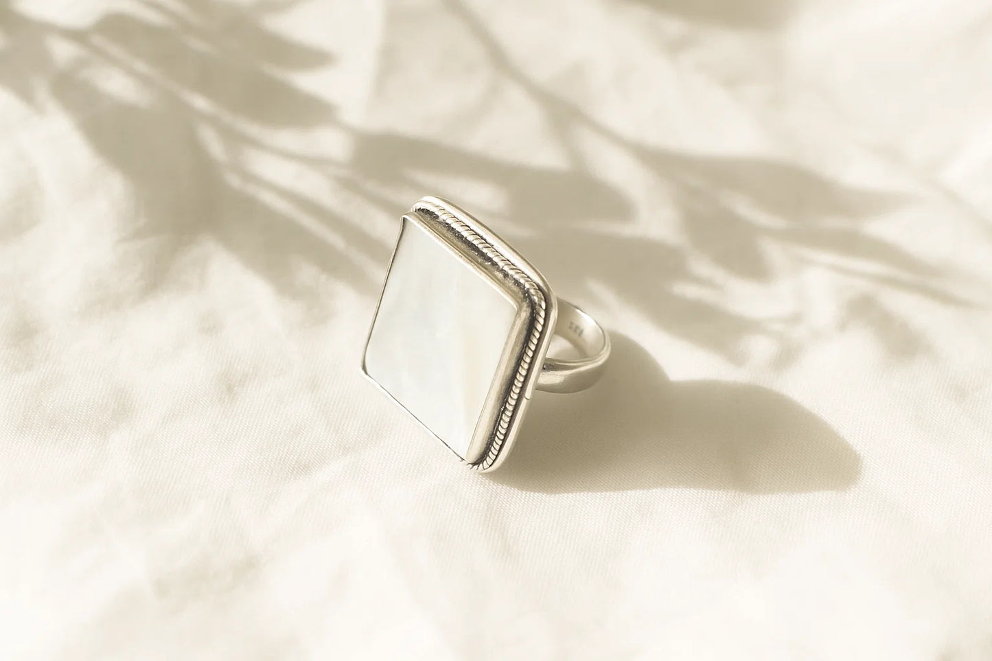 Mother of Pearl Gemstone Sterling Silver Ring