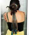 Brown blue hair strings